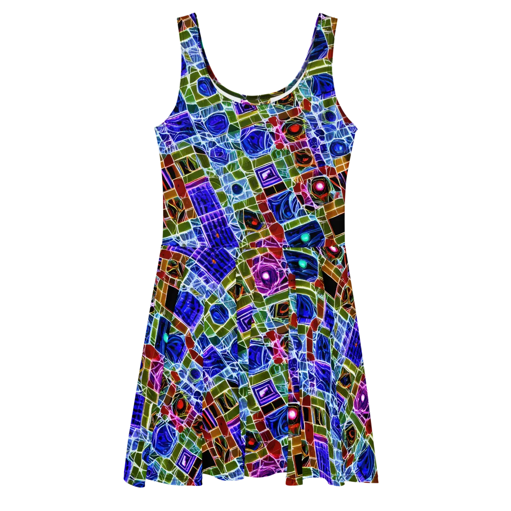 Neon Shardwork on Skater Dress — Front