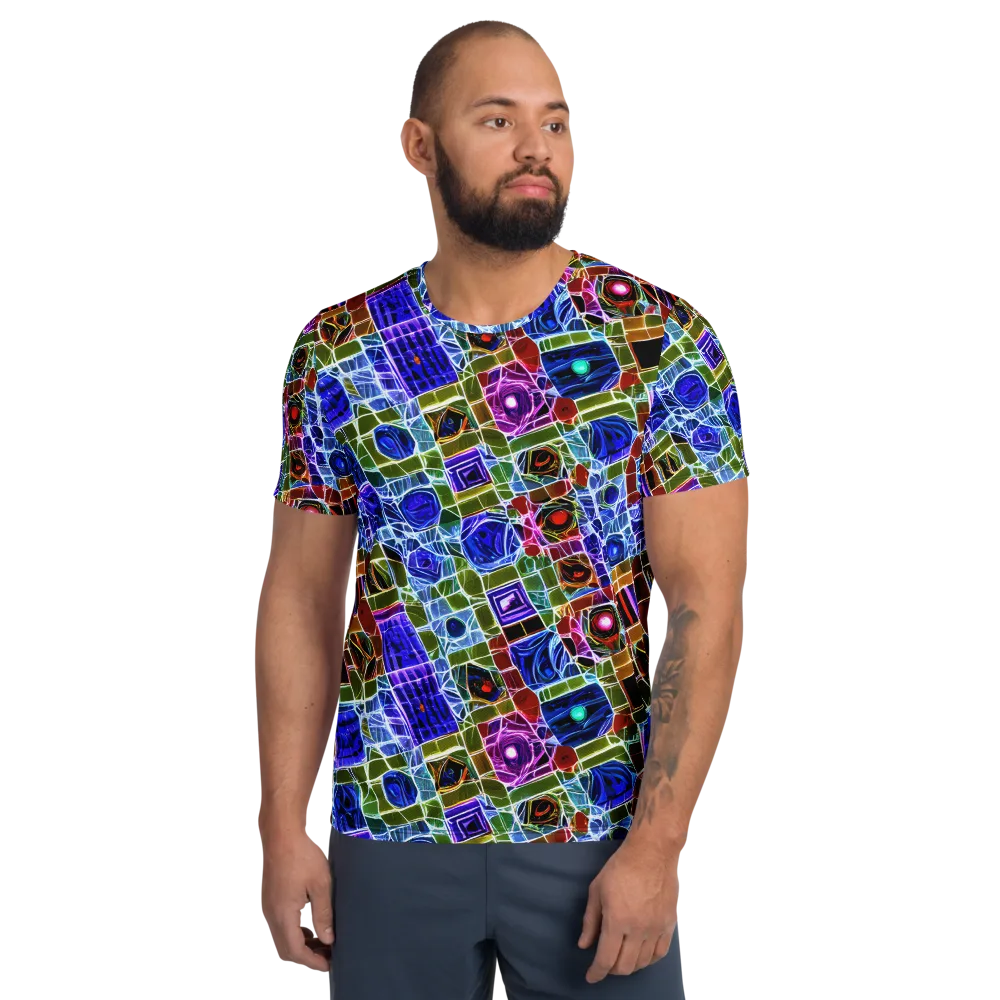 Neon Shardwork on Men's Athletic T-Shirt — Front