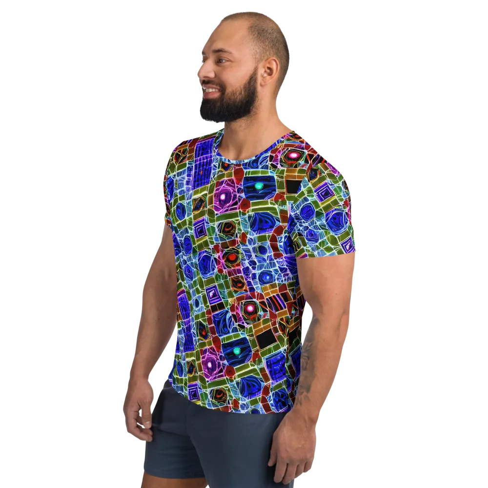 Neon Shardwork on Men's Athletic T-Shirt — Left
