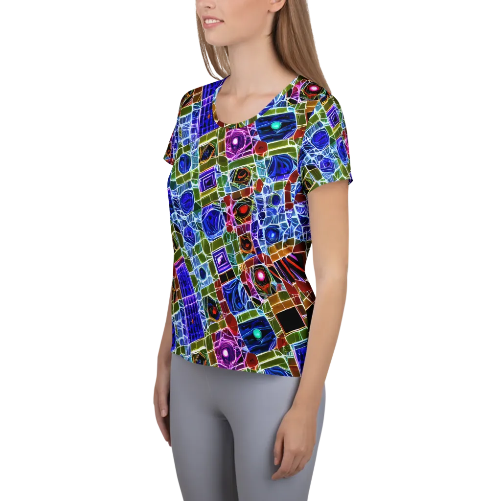 Neon Shardwork on Women's Athletic T-Shirt — Left
