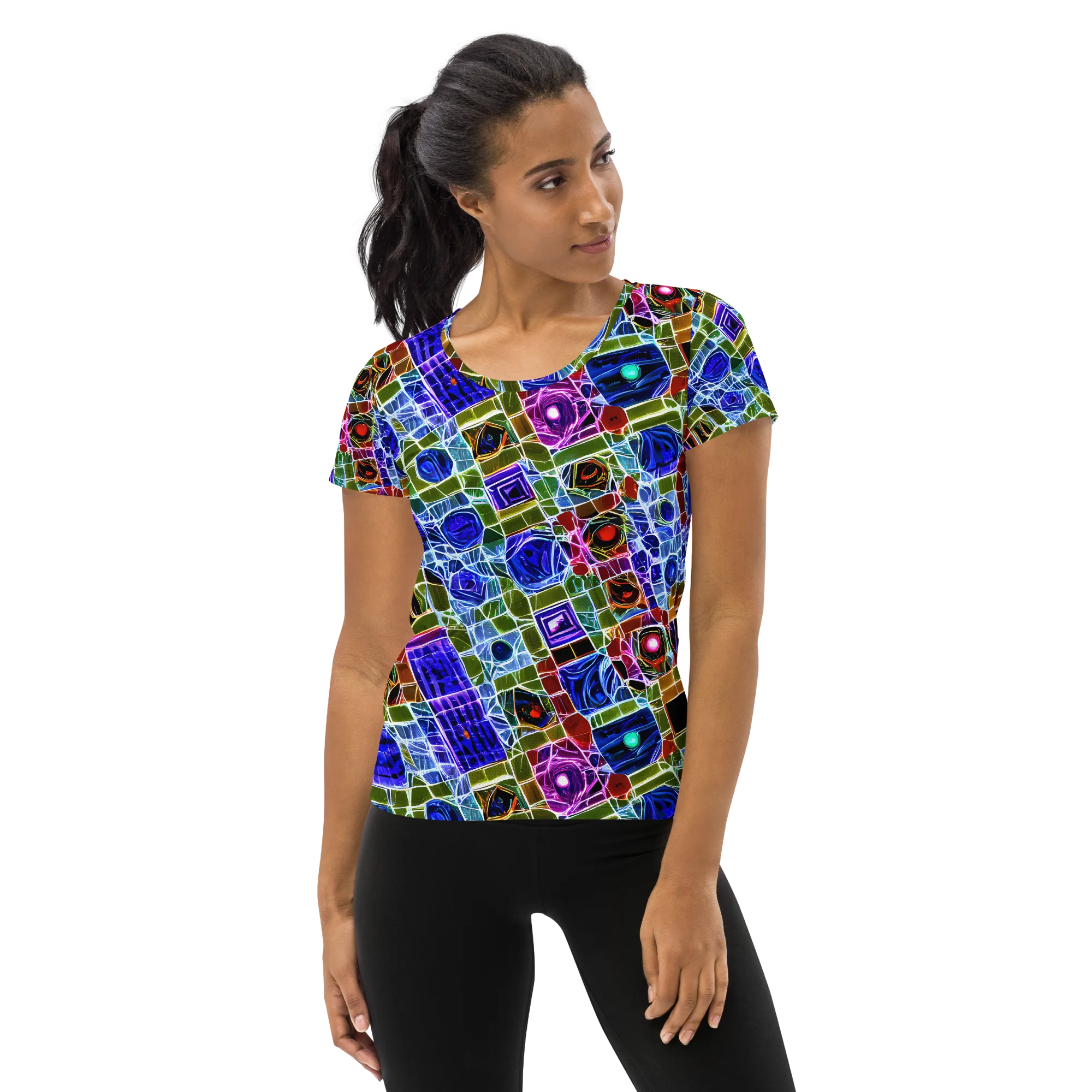 Neon Shardwork on Women's Athletic T-Shirt — Front