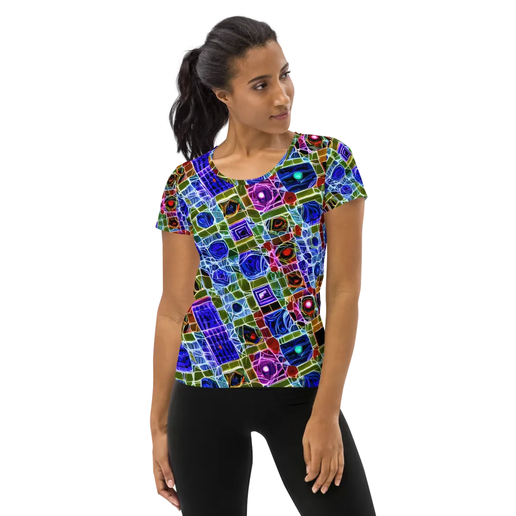 Neon Shardwork on Women's Athletic T-Shirt — Front