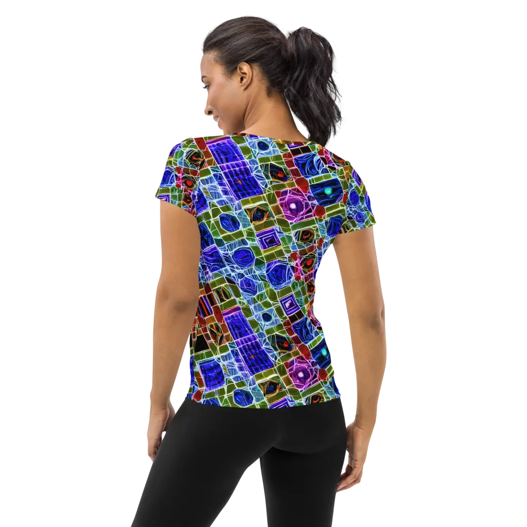 Neon Shardwork on Women's Athletic T-Shirt — Back
