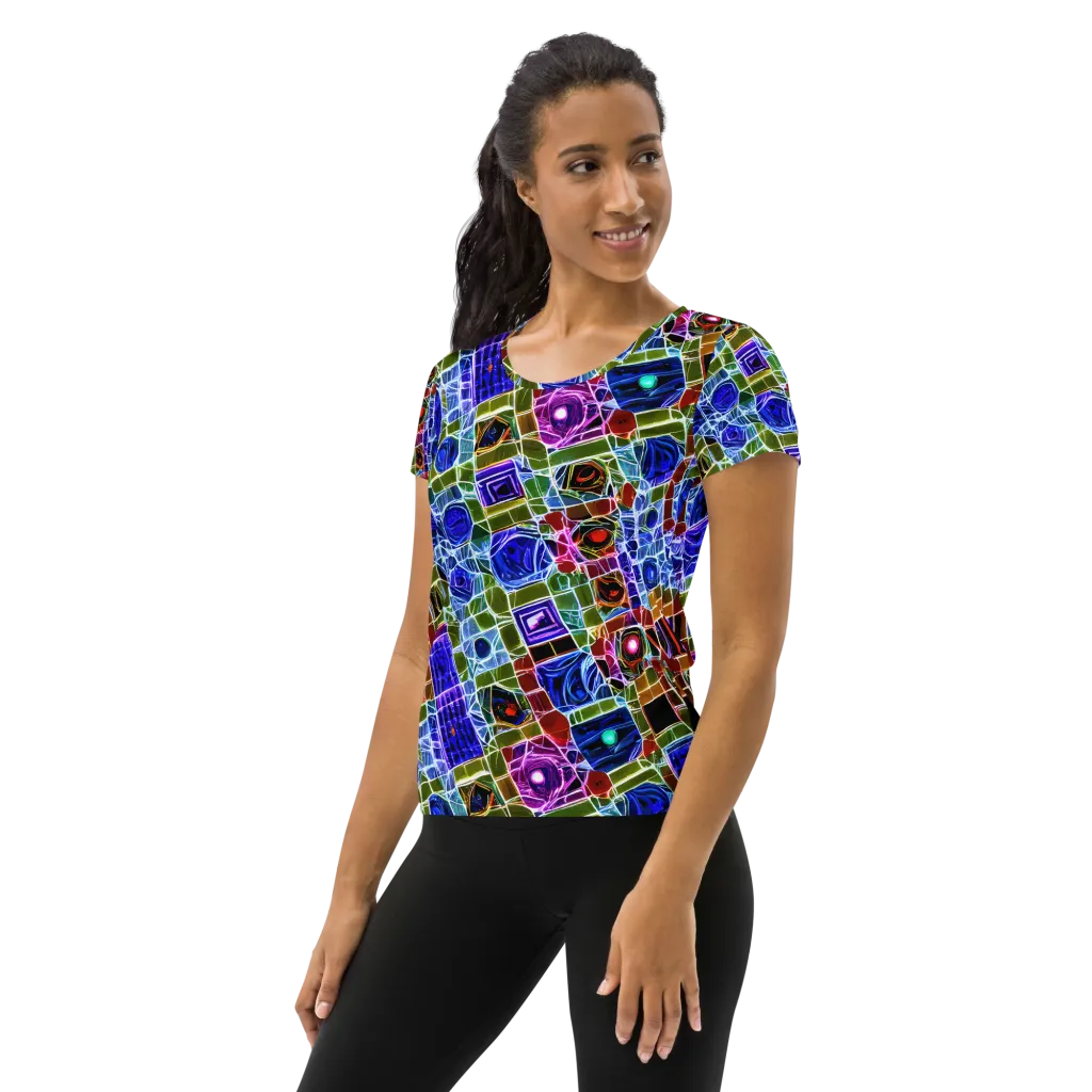 Neon Shardwork on Women's Athletic T-Shirt — Left