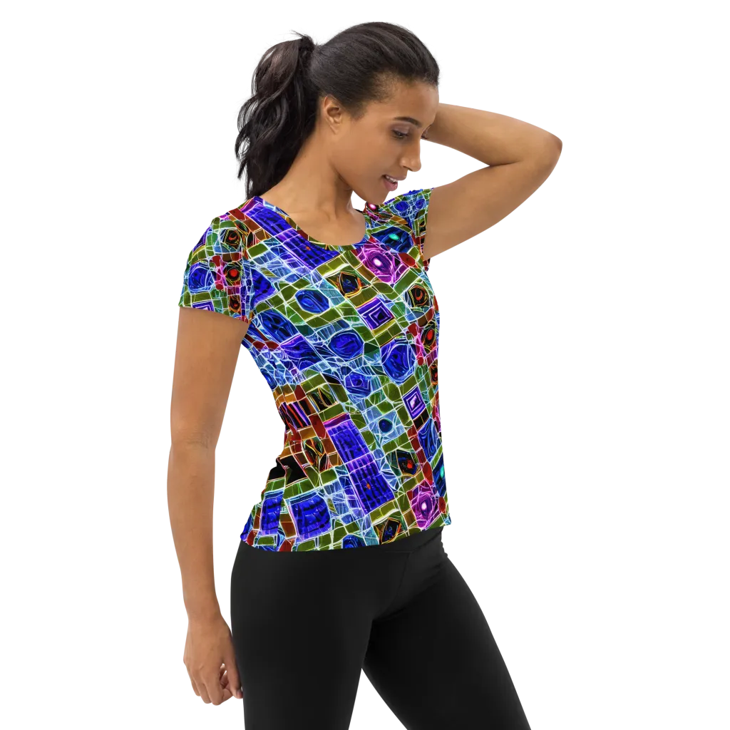 Neon Shardwork on Women's Athletic T-Shirt — Right