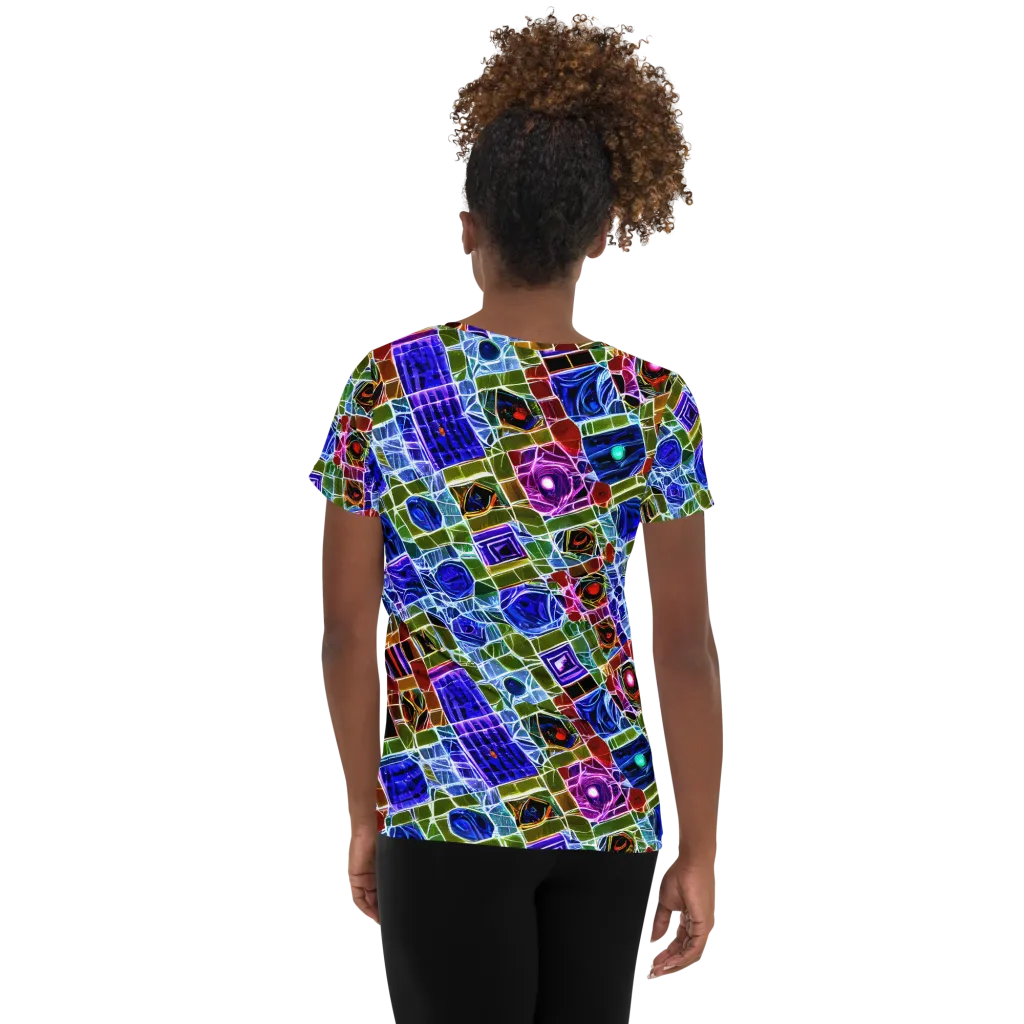 Neon Shardwork on Women's Athletic T-Shirt — Back