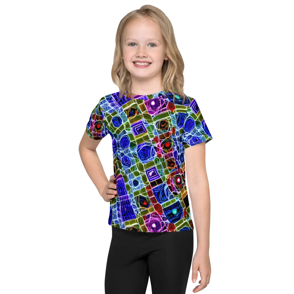 Neon Shardwork on Kids Crew Neck T-Shirt — Front
