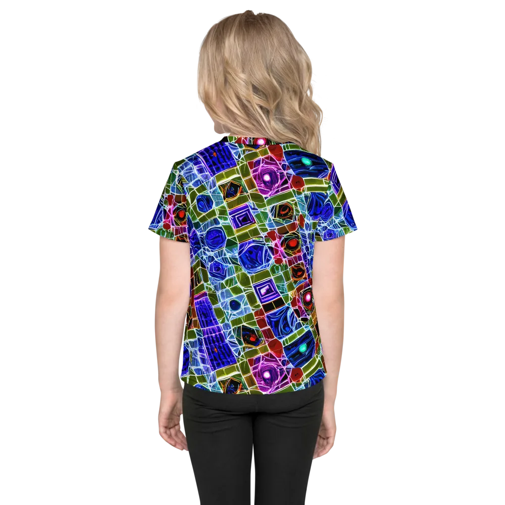 Neon Shardwork on Kids Crew Neck T-Shirt — Back