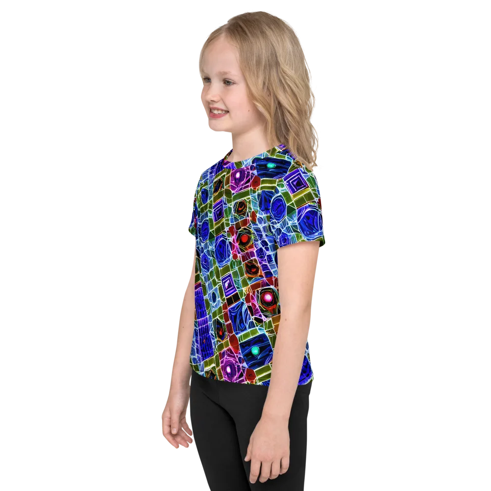 Neon Shardwork on Kids Crew Neck T-Shirt — Left