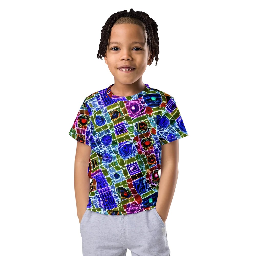 Neon Shardwork on Kids Crew Neck T-Shirt — Front