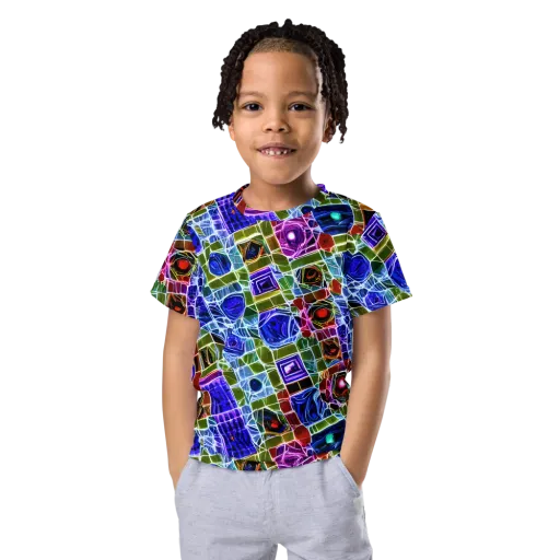 Neon Shardwork on a Kids Crew Neck T-Shirt