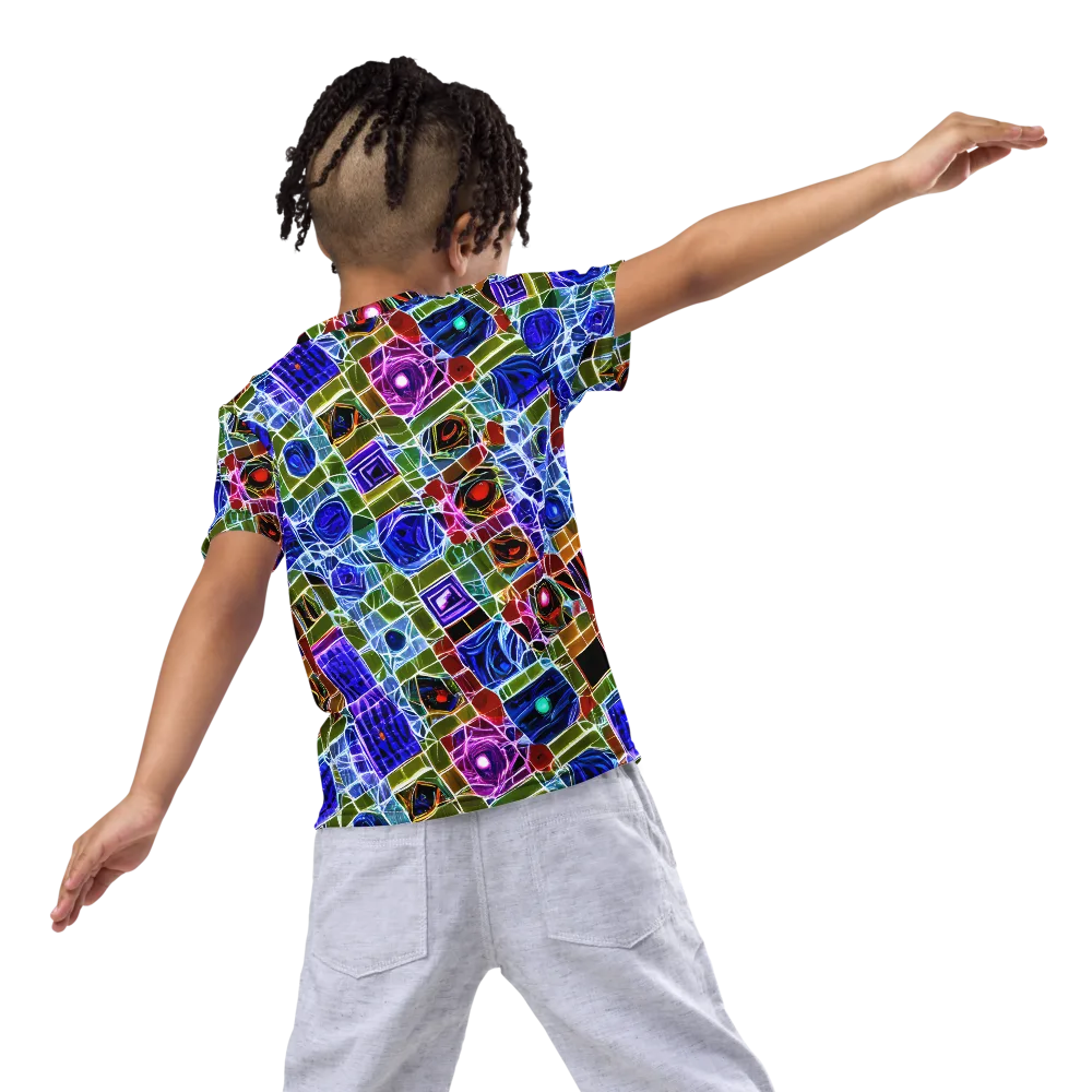 Neon Shardwork on Kids Crew Neck T-Shirt — Back