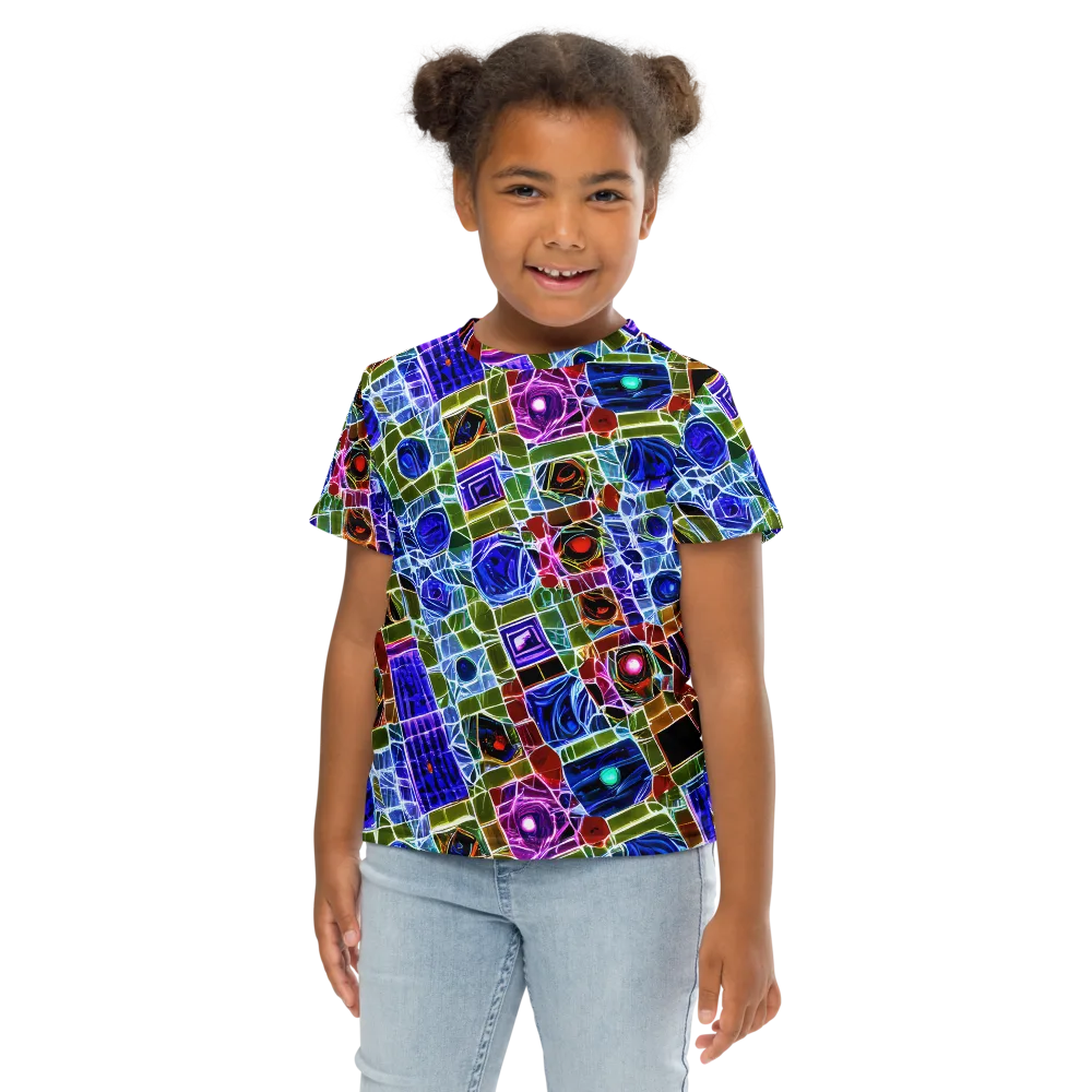 Neon Shardwork on Kids Crew Neck T-Shirt — Front