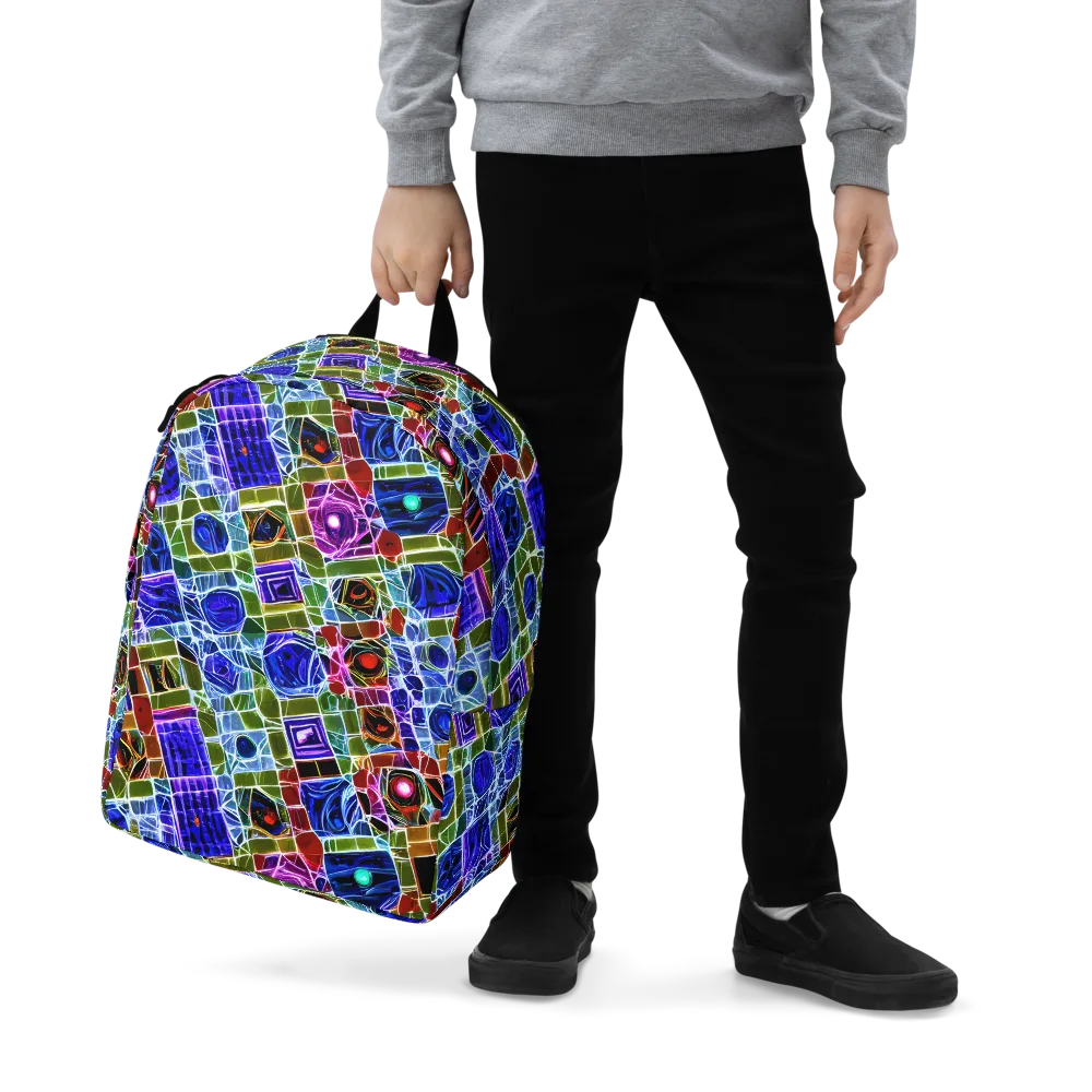 Neon Shardwork on Minimalist Backpack — Zoomed-in