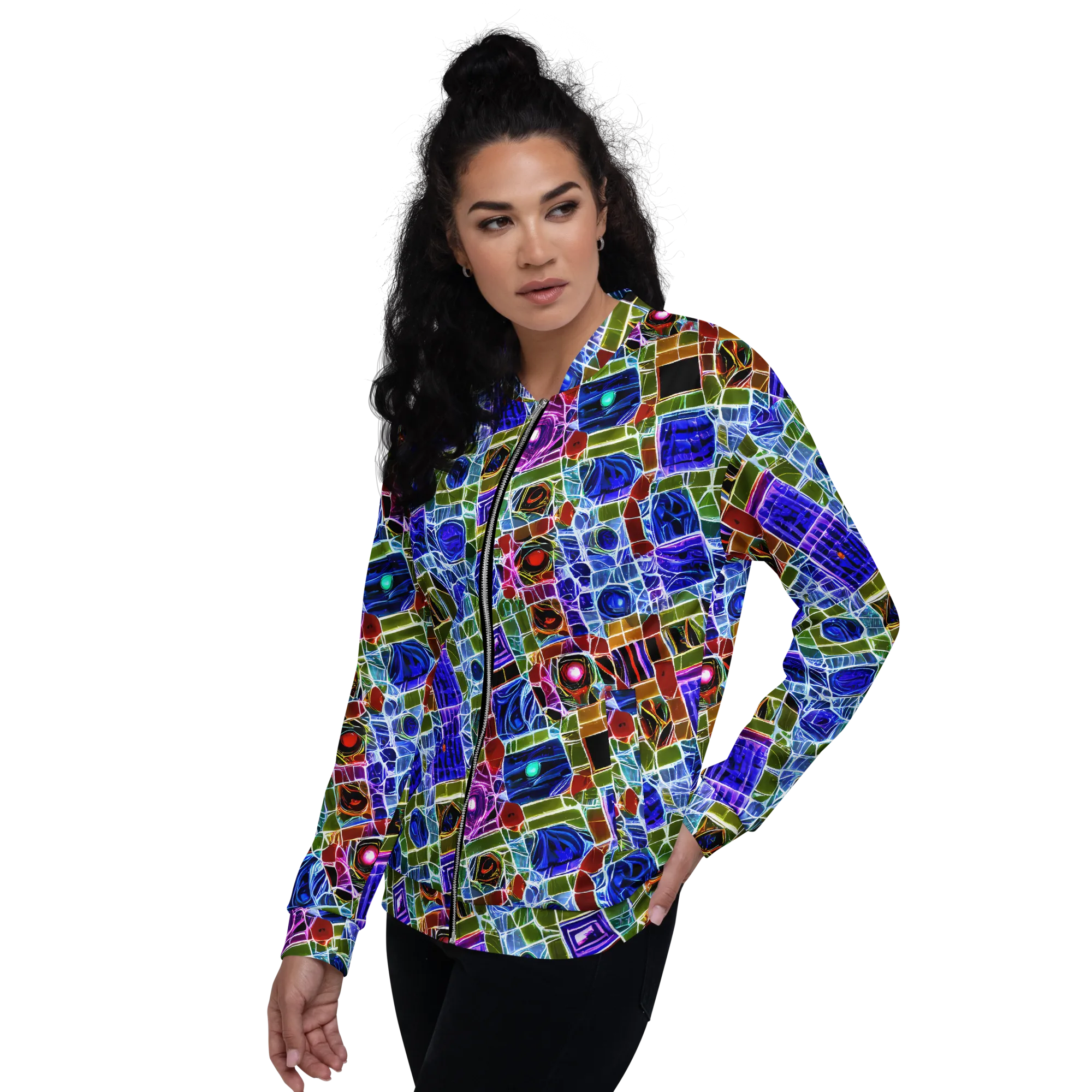 Neon Shardwork on Bomber Jacket — Left