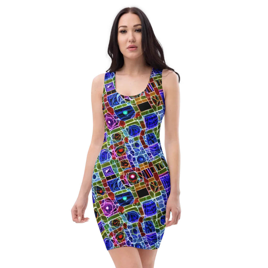 Neon Shardwork on Bodycon Dress — Front