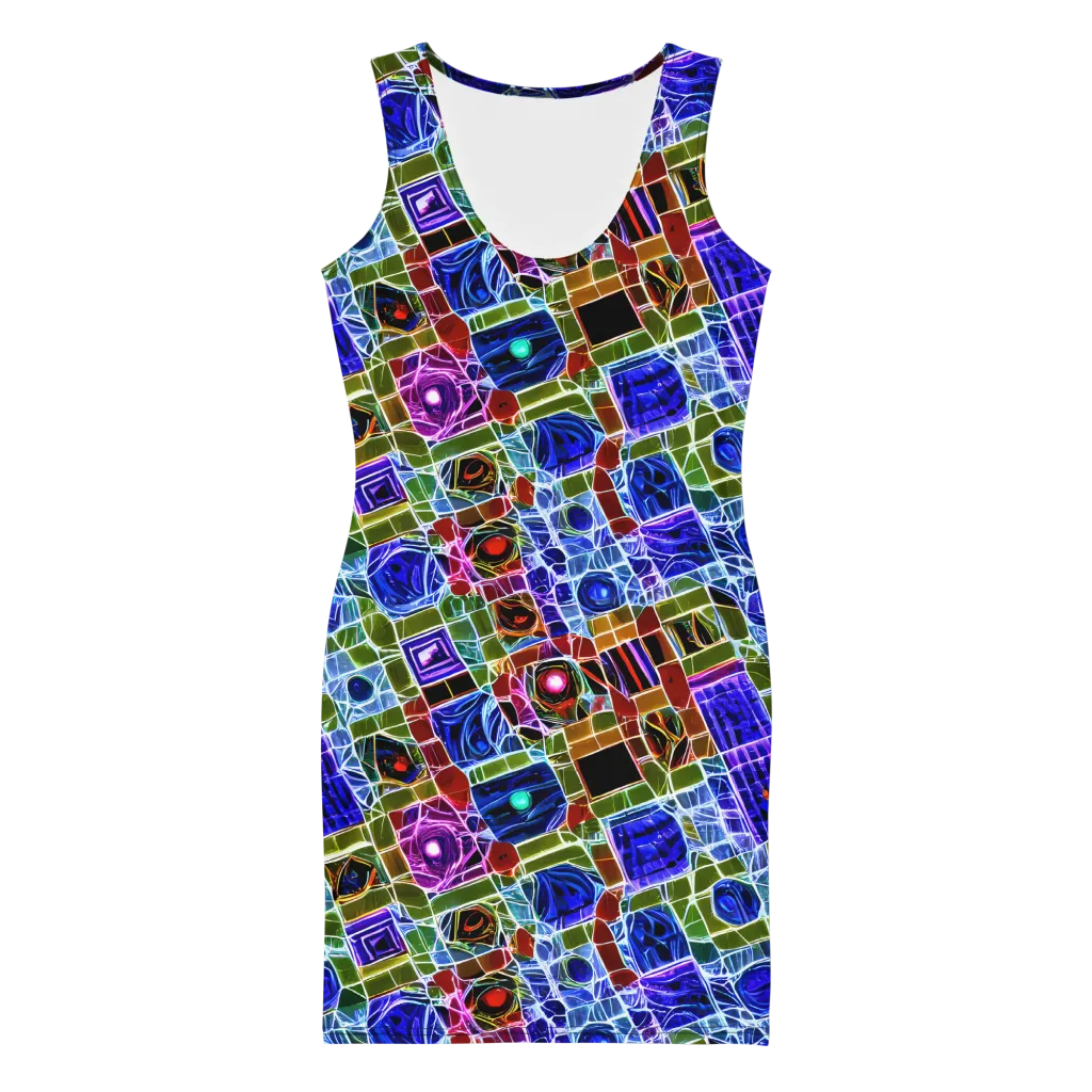 Neon Shardwork on Bodycon Dress — Front