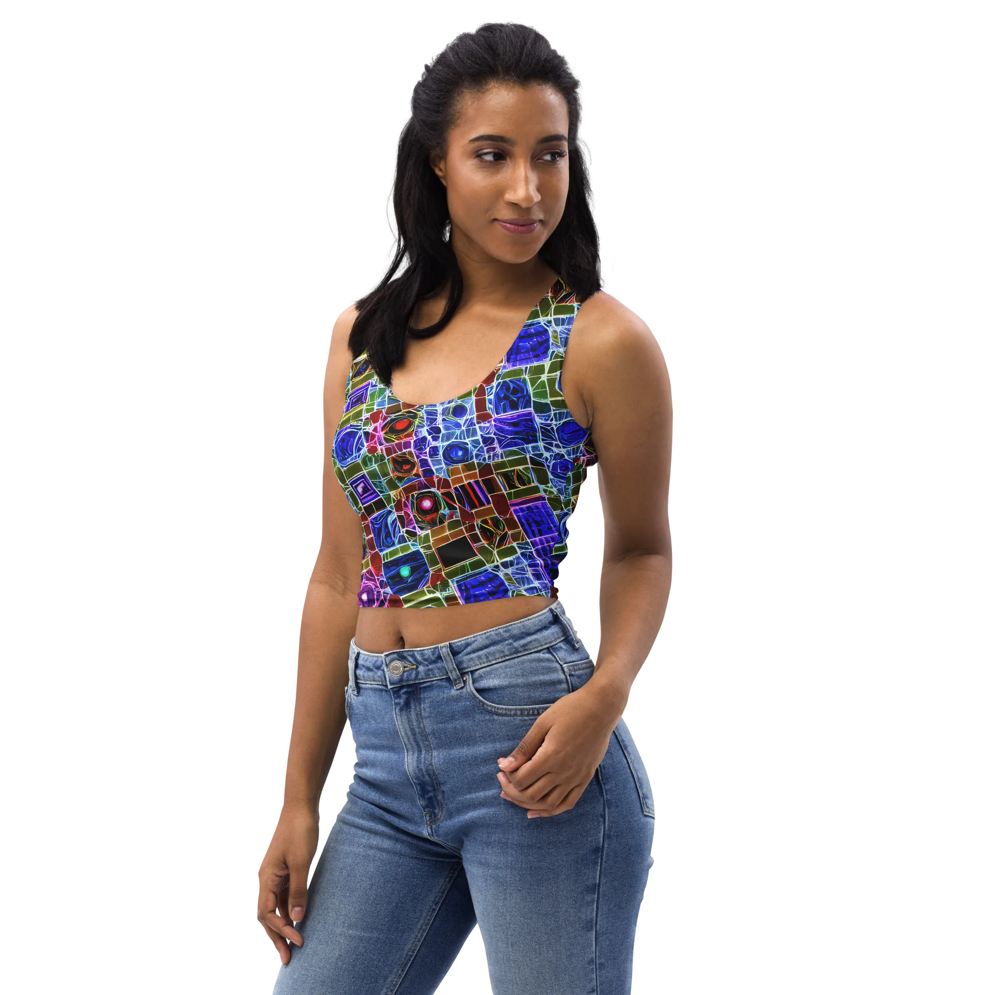 Neon Shardwork on Crop Top — Left Front