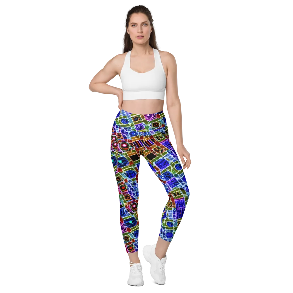 Neon Shardwork on Leggings with Pockets — Front