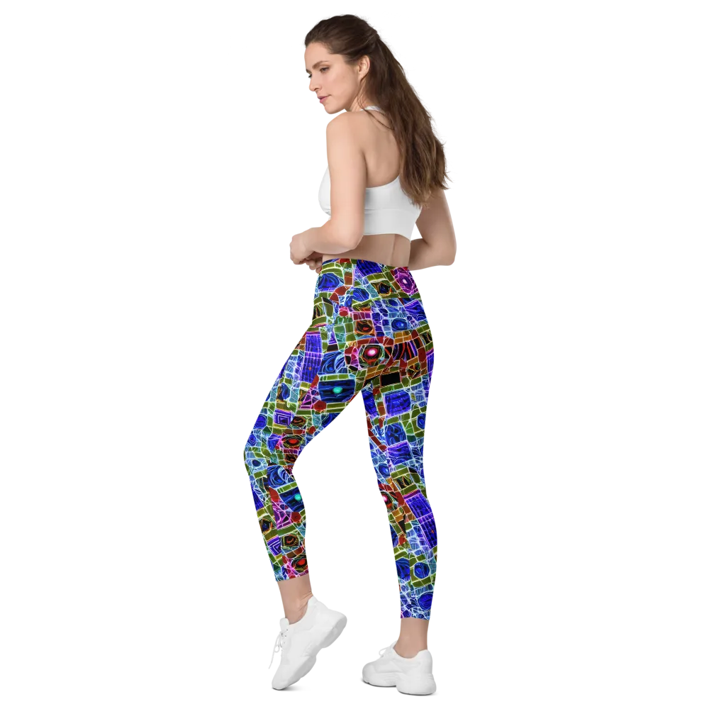 Neon Shardwork on Leggings with Pockets — Left Back