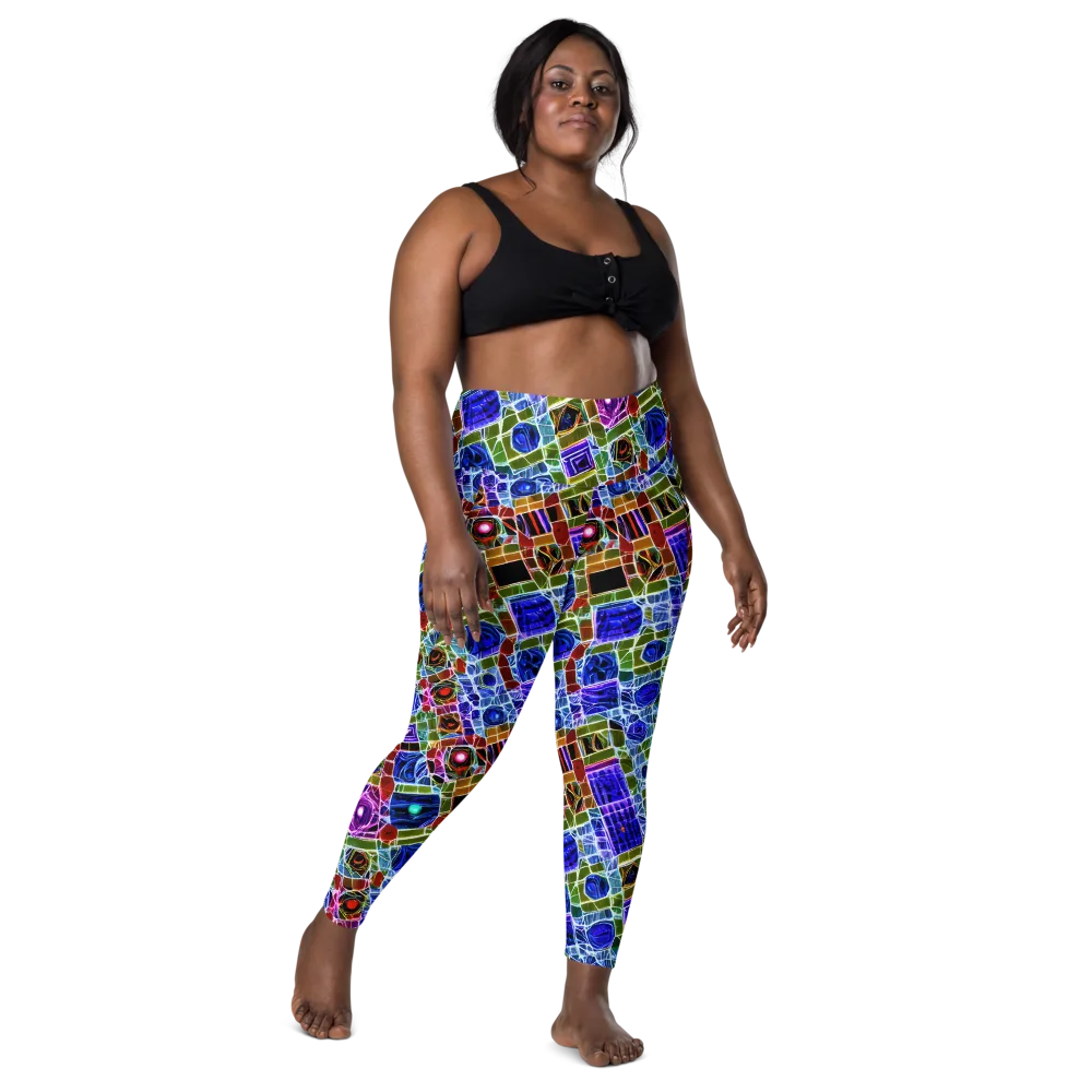 Neon Shardwork on Leggings with Pockets — Front