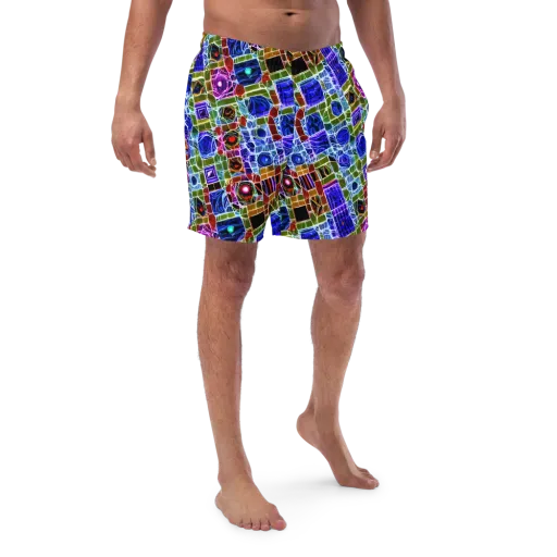 Neon Shardwork on a Swim Trunks
