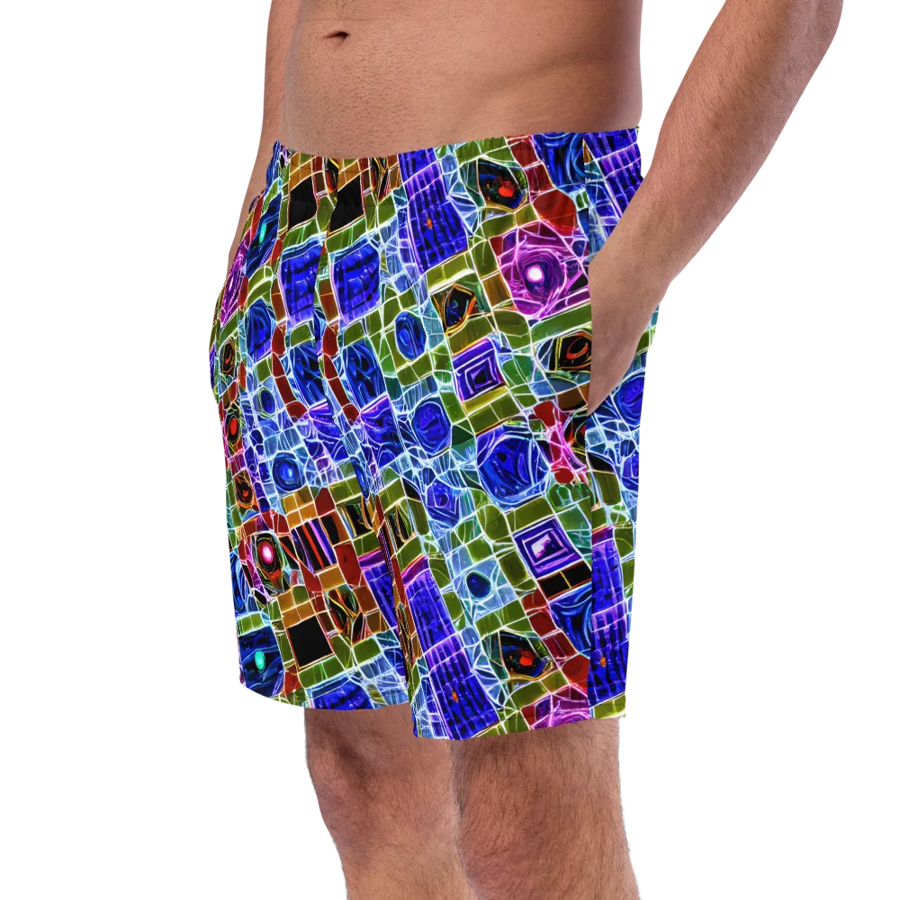 Neon Shardwork on Swim Trunks — Left Front