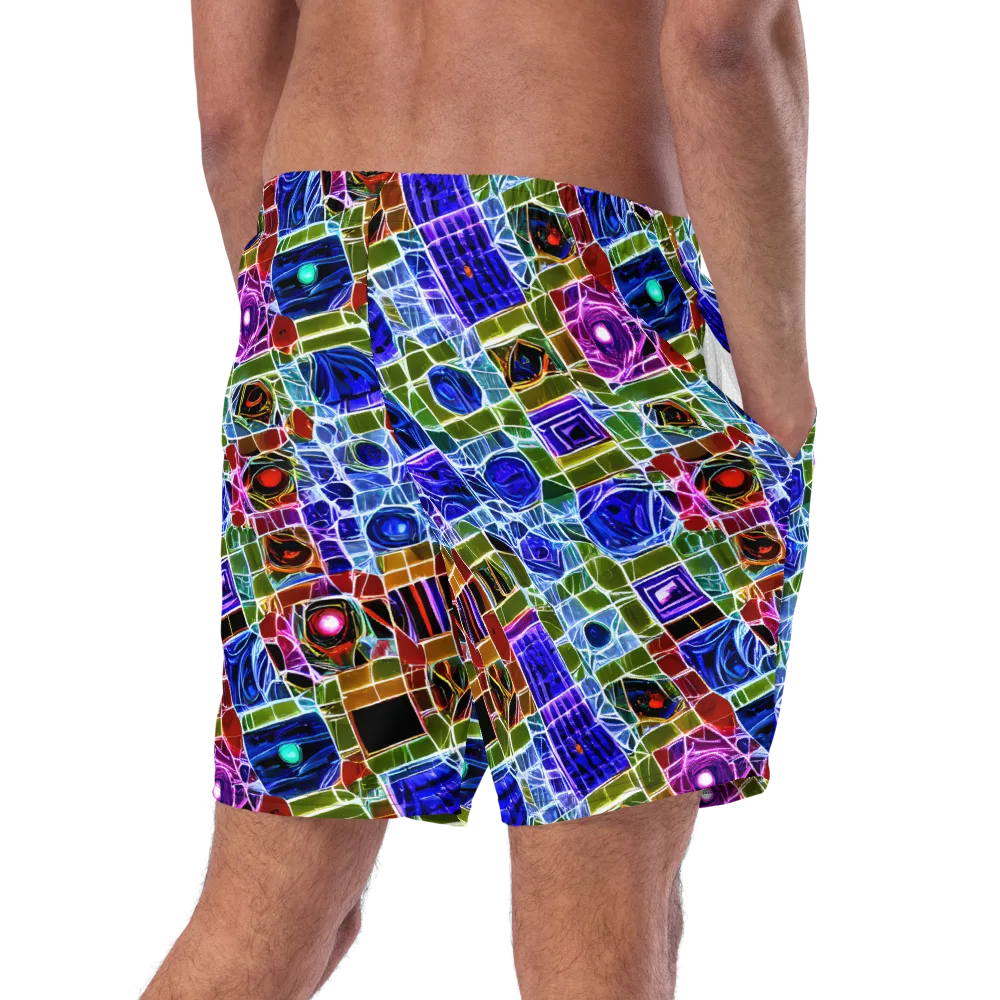 Neon Shardwork on Swim Trunks — Right Back