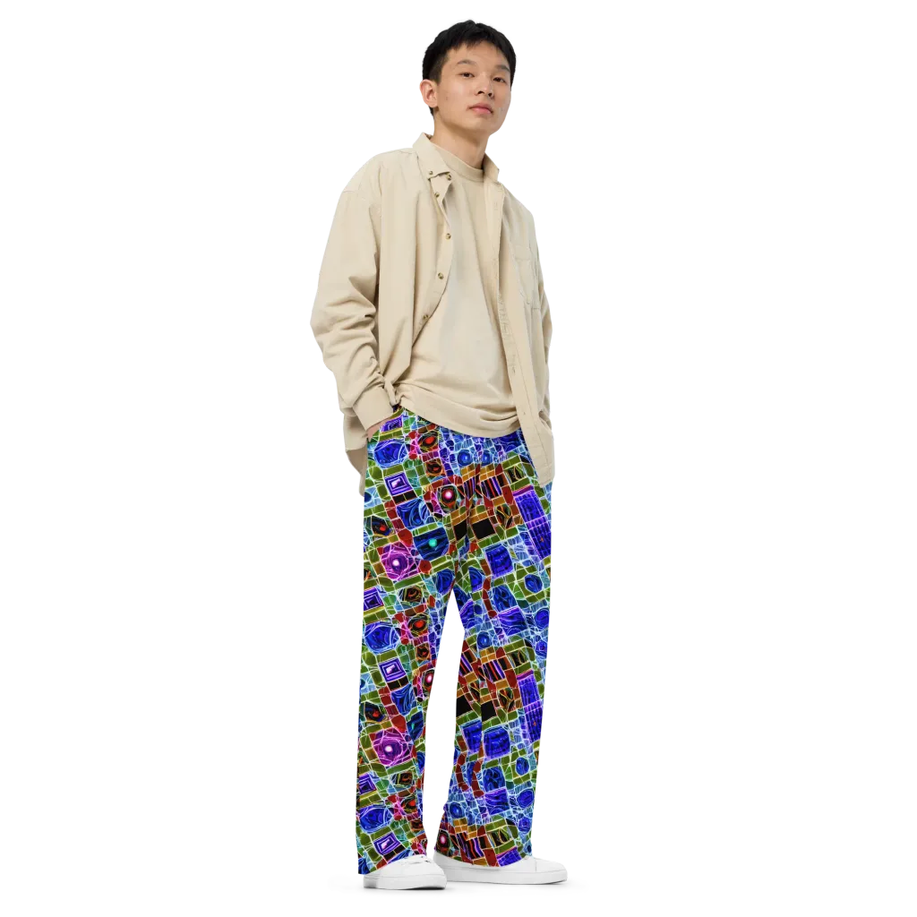 Neon Shardwork on Wide-Leg Pants — Right Front