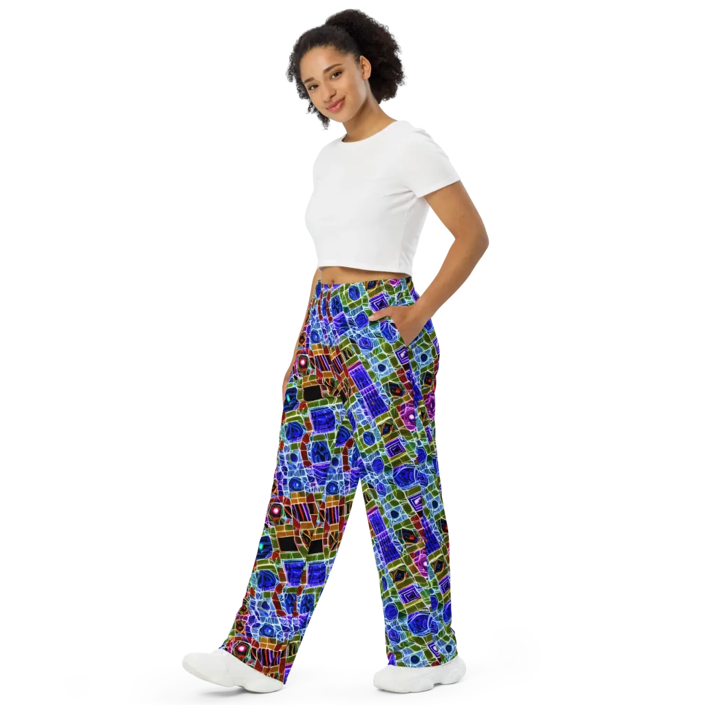 Neon Shardwork on Wide-Leg Pants — Left Front