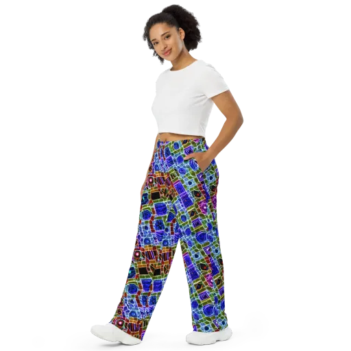 Neon Shardwork on a Wide-Leg Pants