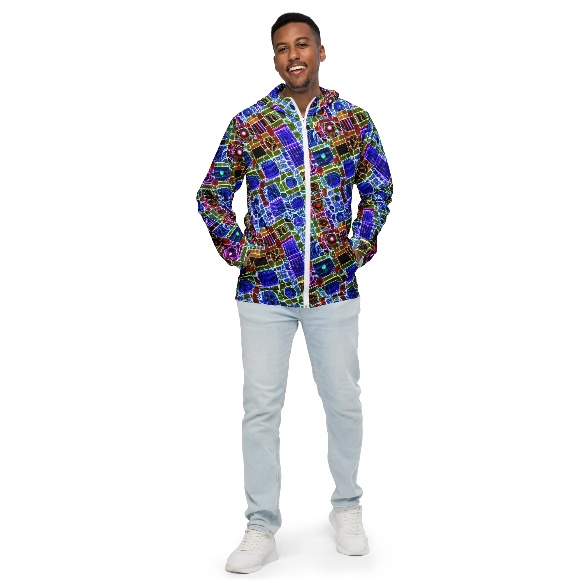Neon Shardwork on Men's Windbreaker — Front