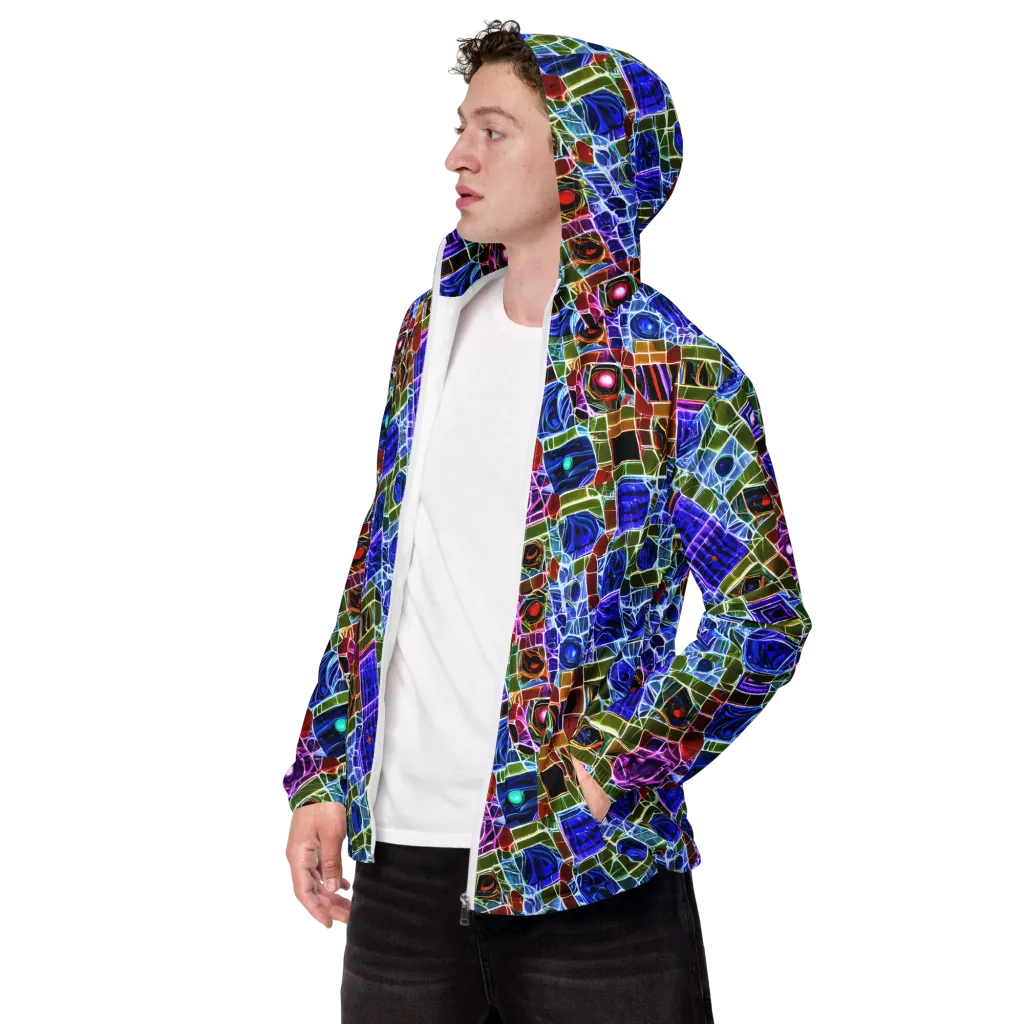 Neon Shardwork on Men's Windbreaker — Left Front