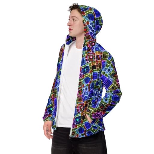 Neon Shardwork on a Men's Windbreaker