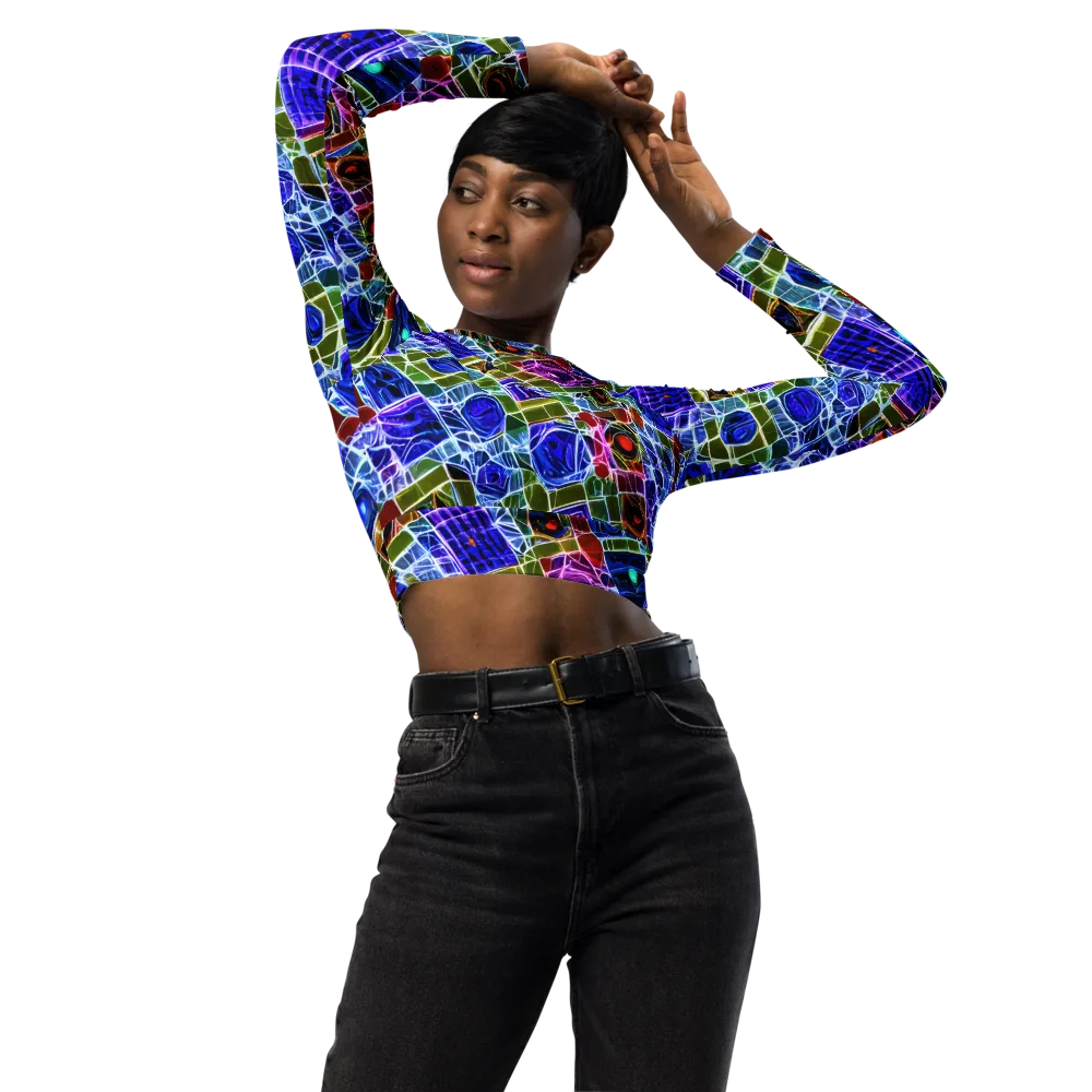 Neon Shardwork on Long Sleeve Crop Top — Front