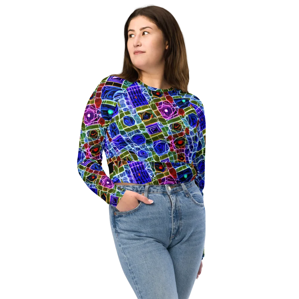 Neon Shardwork on Long Sleeve Crop Top — Front