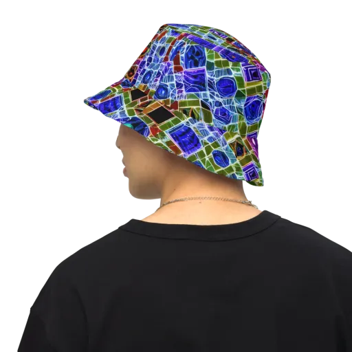Neon Shardwork on a Reversible Bucket Hat
