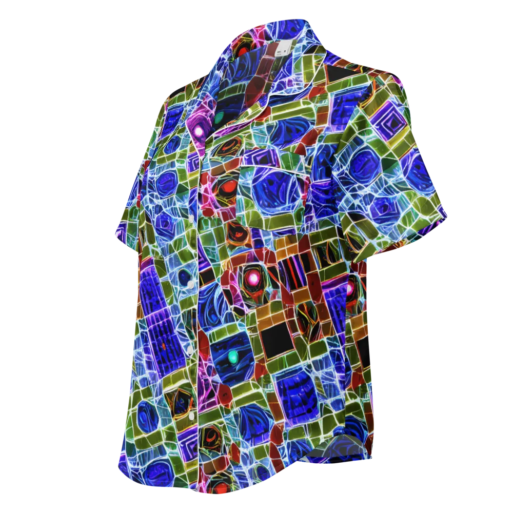 Neon Shardwork on Women's Short Sleeve Pajama Top — Left Front