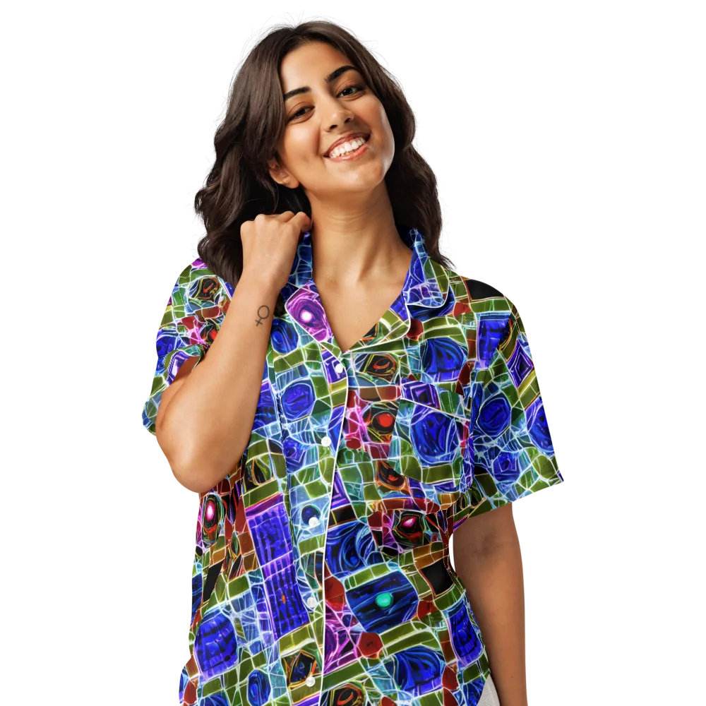 Neon Shardwork on Women's Short Sleeve Pajama Top — Front