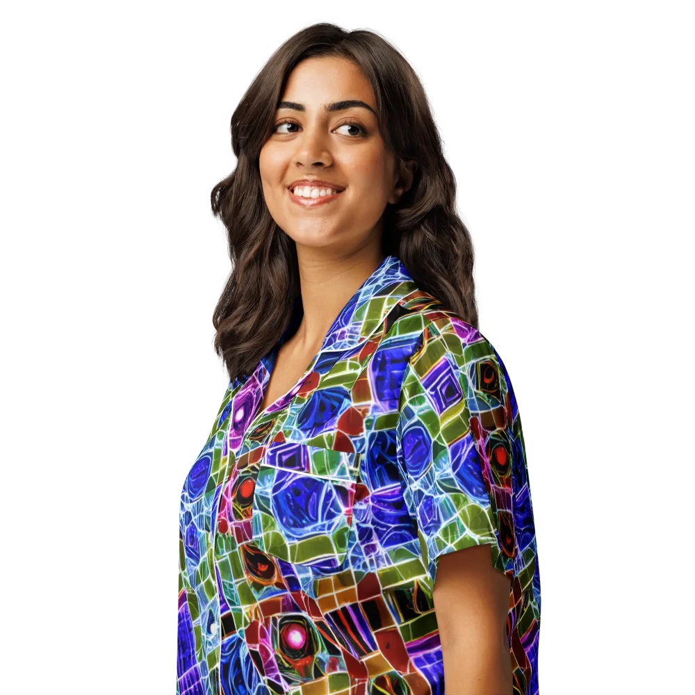 Neon Shardwork on Women's Short Sleeve Pajama Top — Left Front