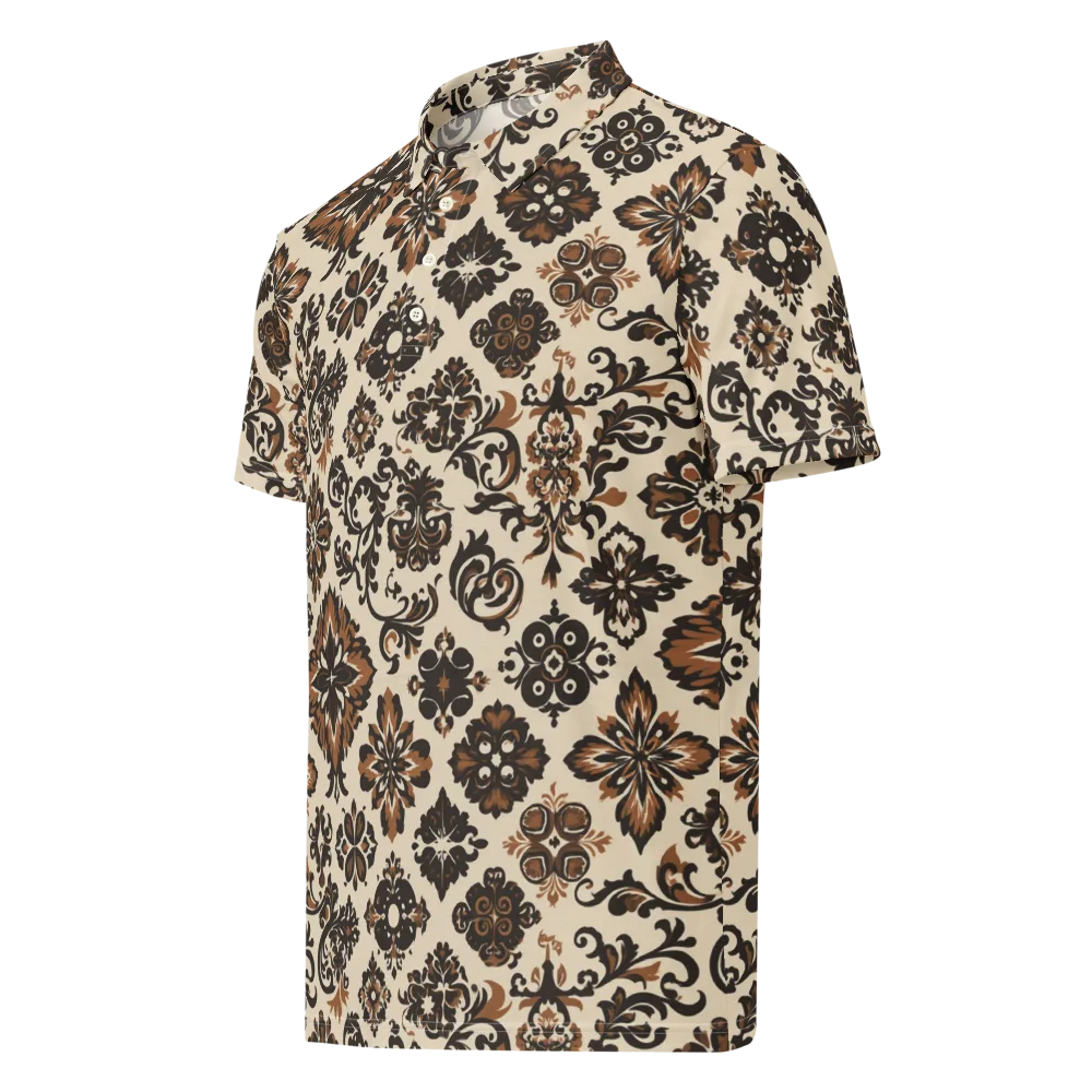 Cinnamon Damask on Men's Slim Fit Polo Shirt — Left Front