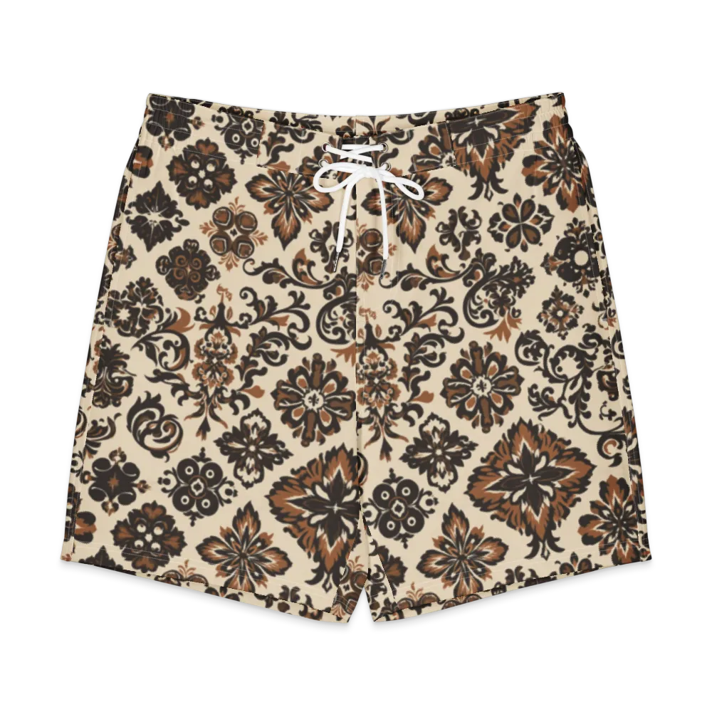 Cinnamon Damask on Men's Board Shorts — Front