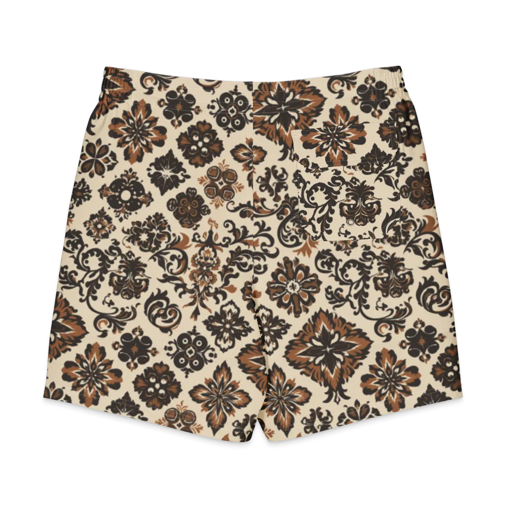 Cinnamon Damask on Men's Board Shorts — Back