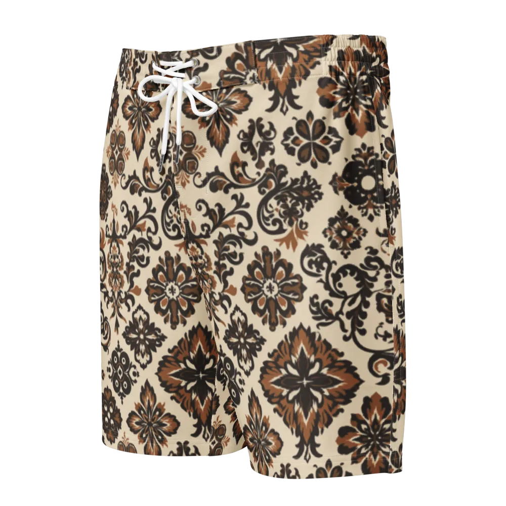 Cinnamon Damask on Men's Board Shorts — Front