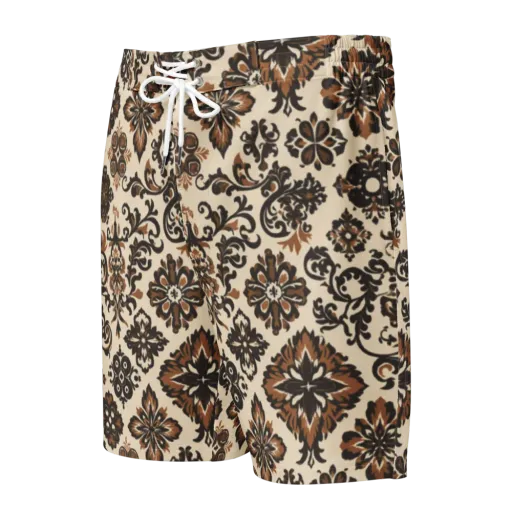 Cinnamon Damask on a Men's Board Shorts