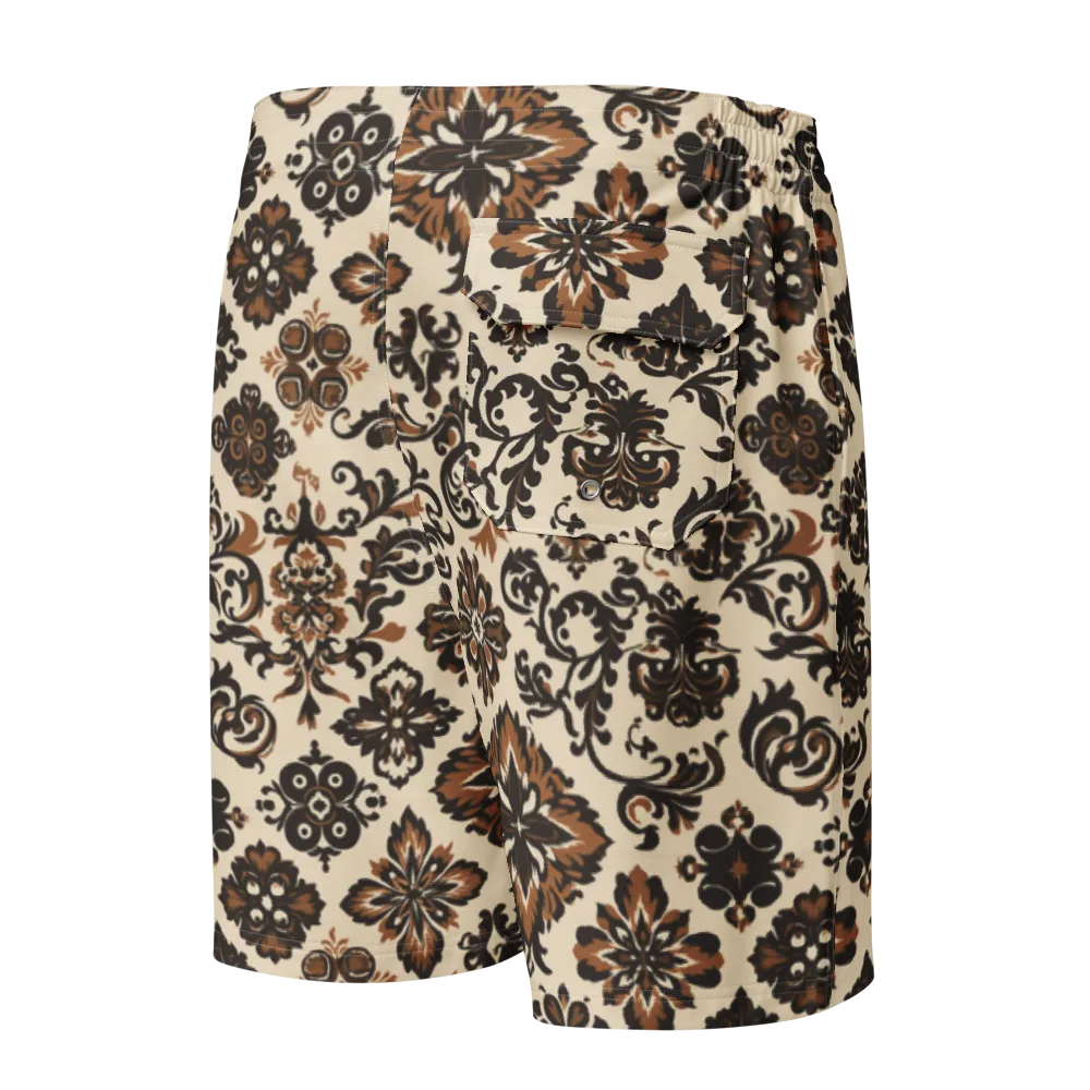 Cinnamon Damask on Men's Board Shorts — Back
