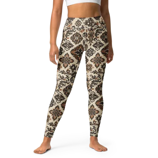 Cinnamon Damask on a Yoga Leggings