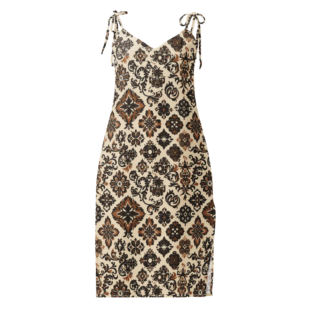 Cinnamon Damask on Slip Dress — Front