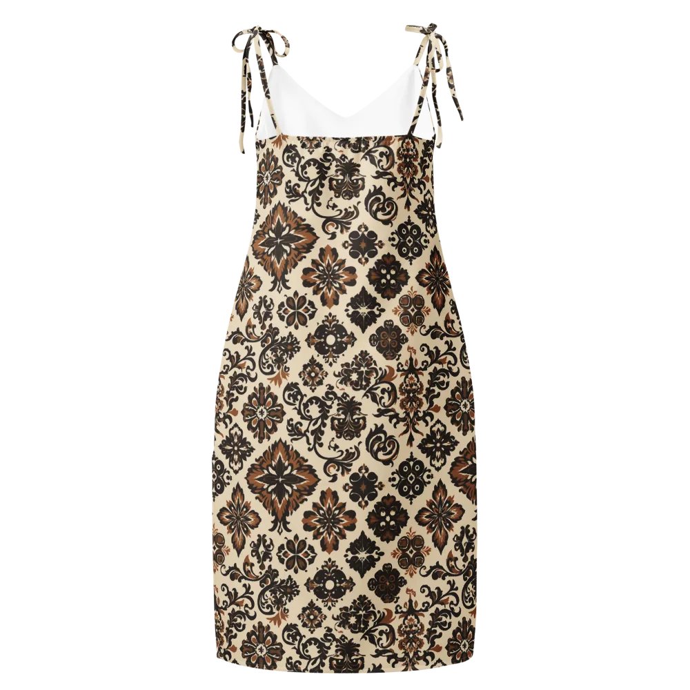 Cinnamon Damask on Slip Dress — Back