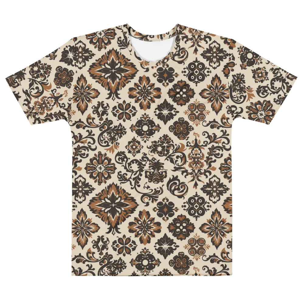 Cinnamon Damask on Men's Cotton Crew Neck T-Shirt — Front